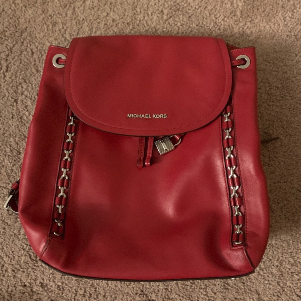 Michael Kors Sadie Red Leather Backpack